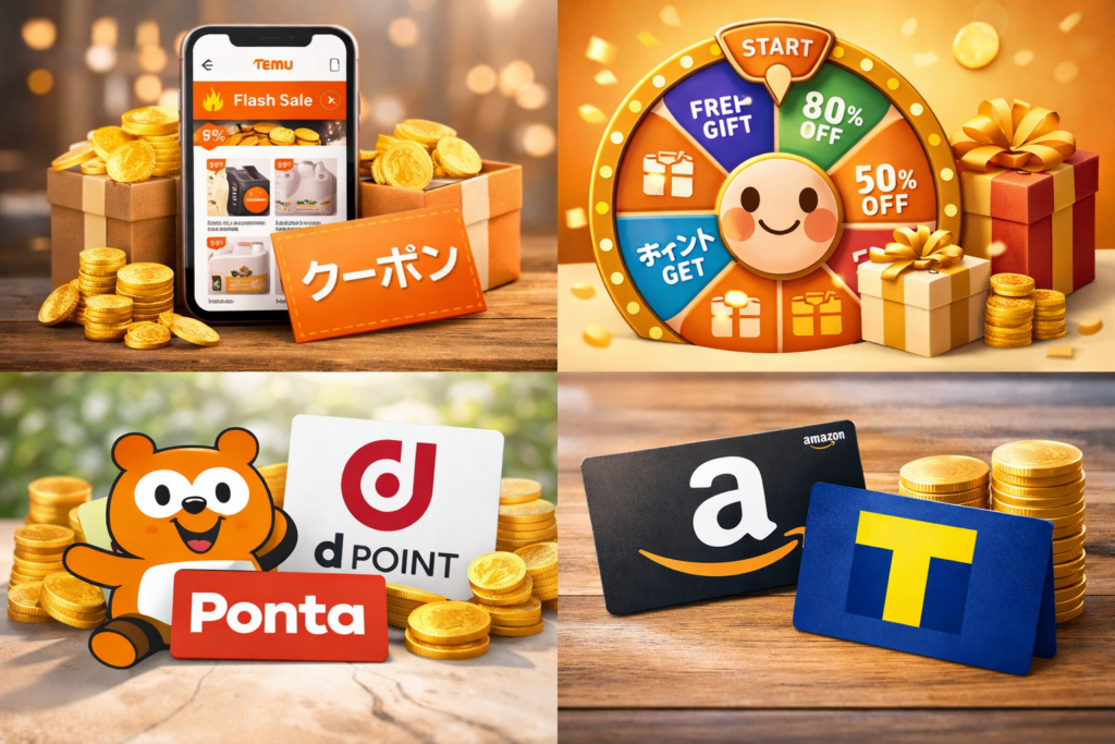 Temuのその他のポイント・クーポン施策｜PayPay・楽天ポイント以外もチェック