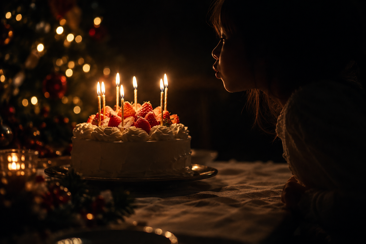 ケーキは切る前・ろうそく・断面の3枚