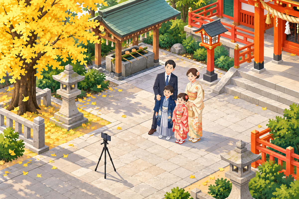 家族写真と自撮り